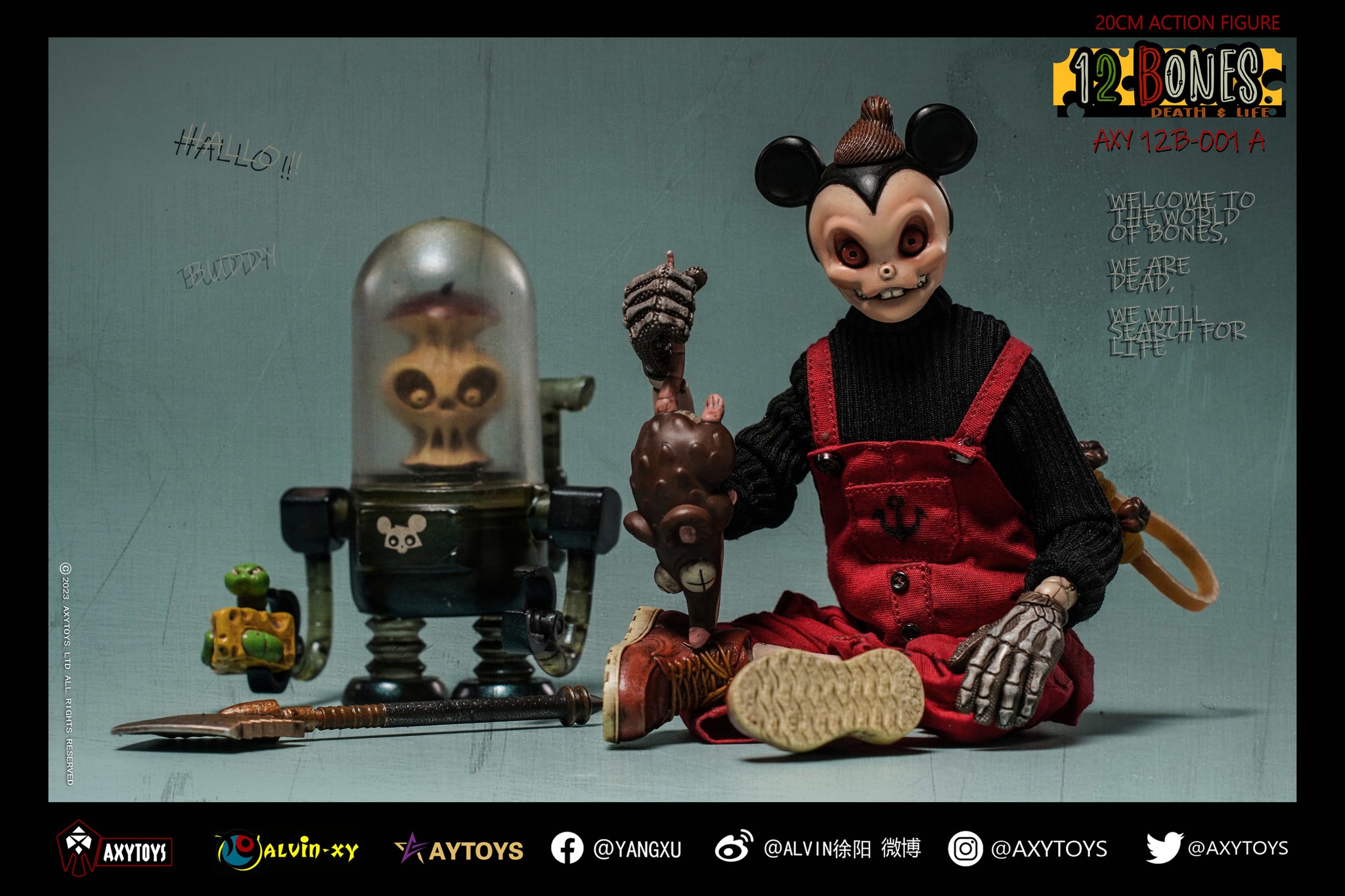 1/12 AXYTOYS 12BONES DEATH LIFE フィギュア AxyToys 1/12 20CM Action Figure 12 Bones Stories Mice and