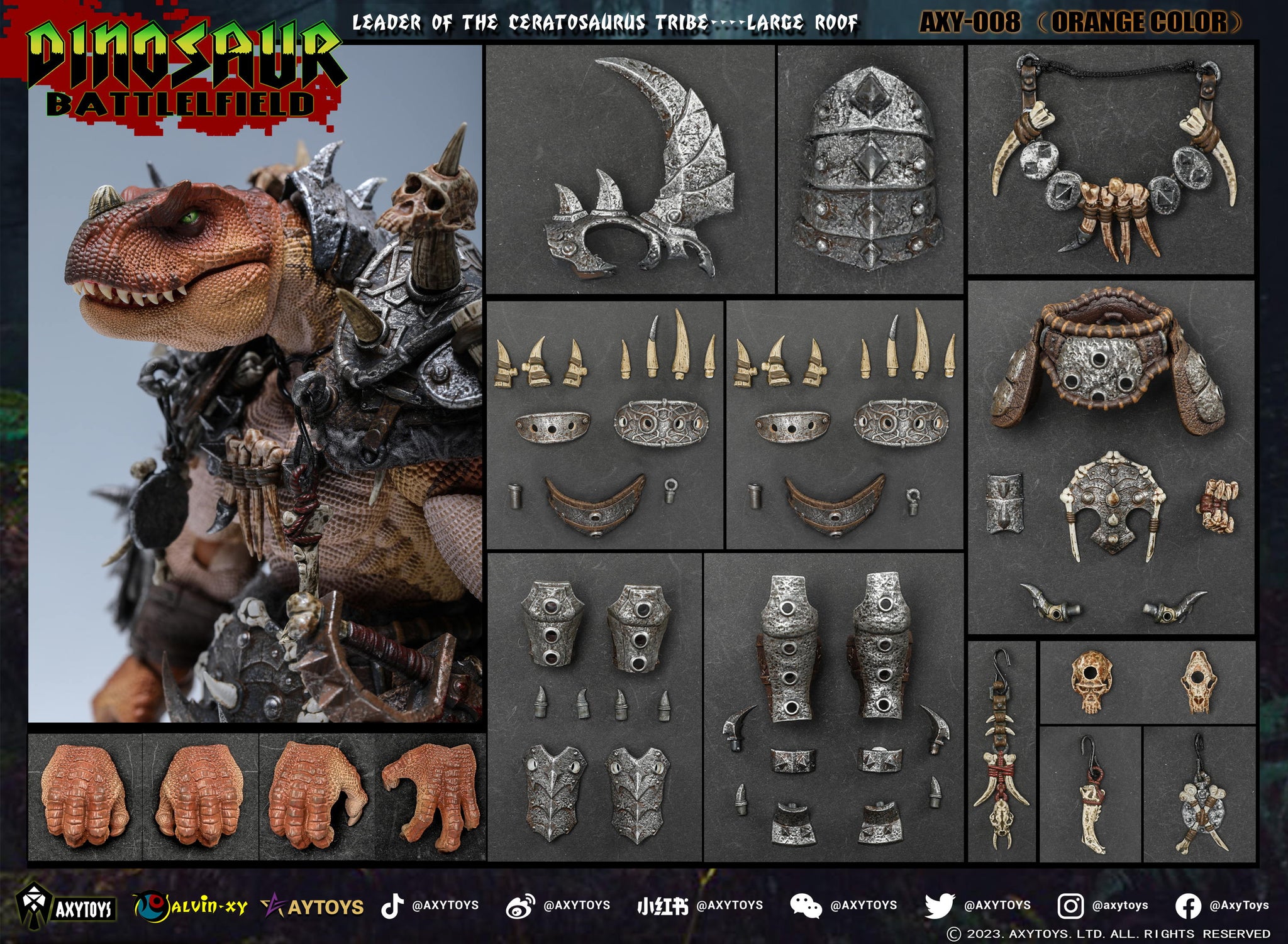 AxyToys 1/12 7.87inches Action Figure Dinosaur Battlefield