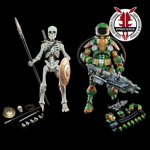 [PRE-ORDER]Four Horsemen Studio Mythic Legions 1/12 6inches Action Figure T.U.5.C.C. Heavy Gunn and Skeleton Legion Builder 2