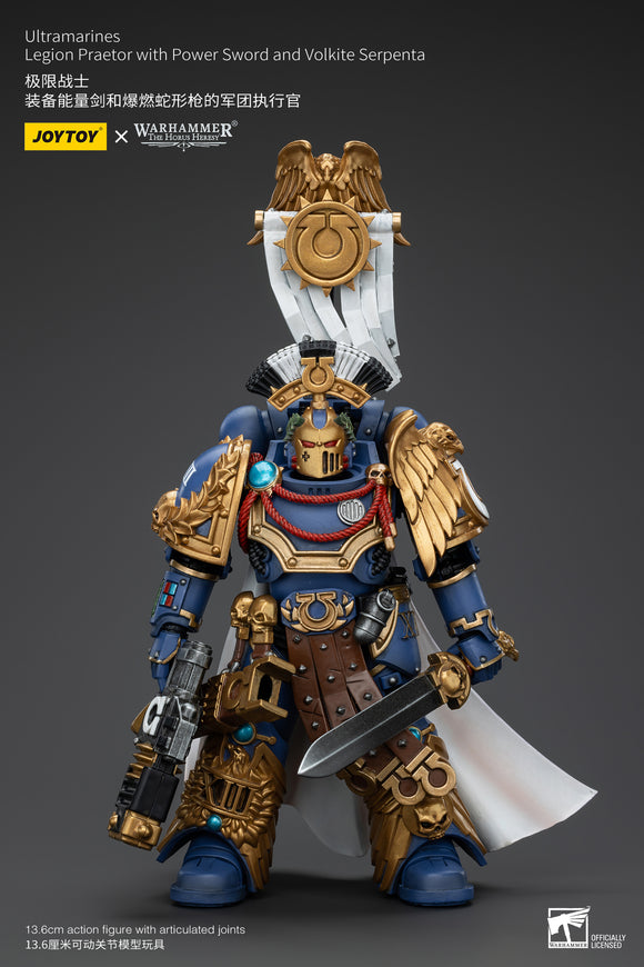 1/18 JOYTOY Action Figure Warhammer The Horus Heresy Ultramarines Legion Praetor with Power Sword and Volkite Serpenta